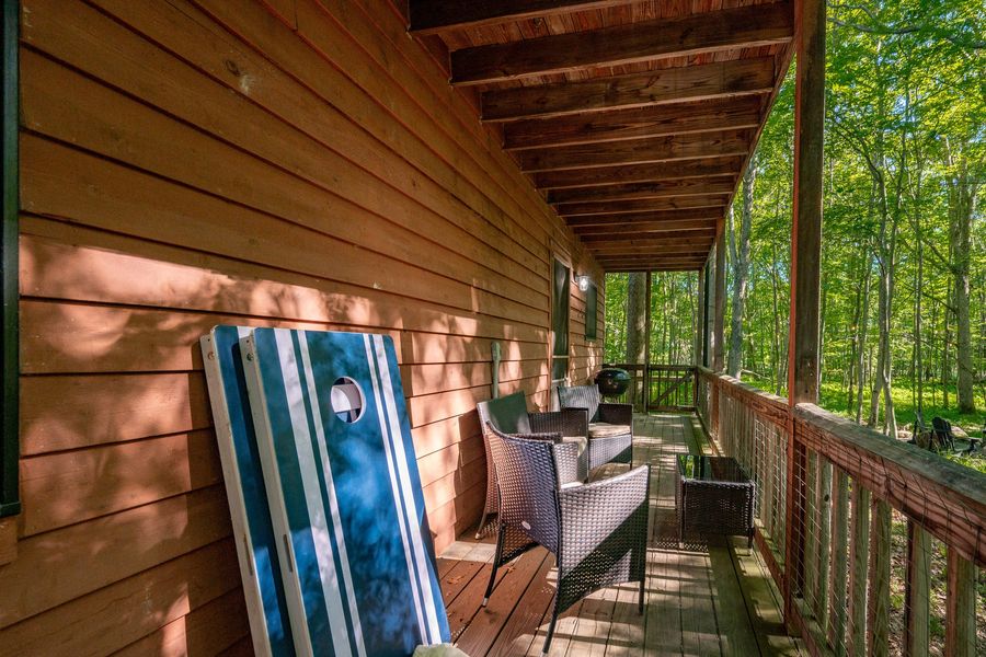 Deck with lawn games